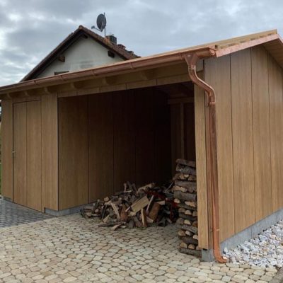 Lohrmann Blechtechnik Dachrinne mit Wasserablauf